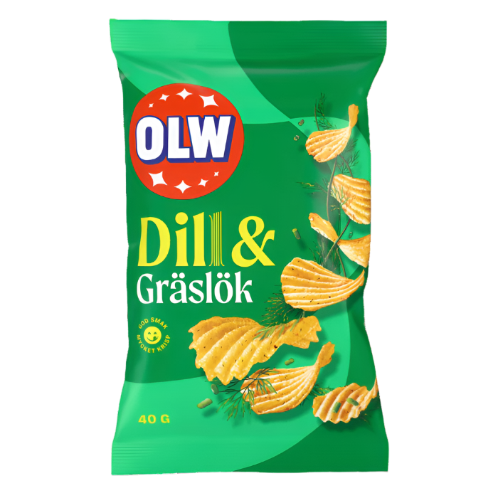 Chips OLW dild og purløg 40g (Bedst før 12.05.2025)