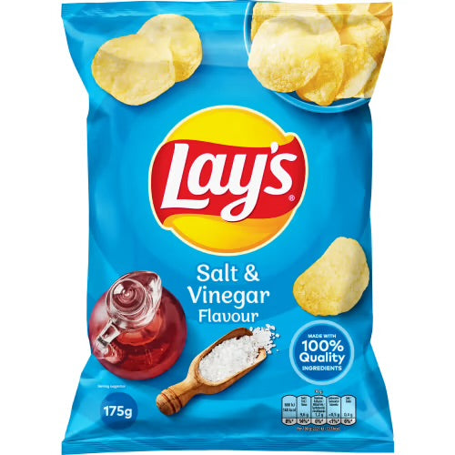 Lay's Salt & Vinegar Chips 175g (Bedst før 26.04.2025)